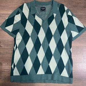 Abercrombie & Fitch Teal Argyle Polo